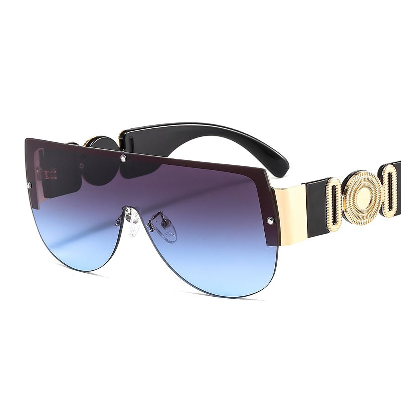 C2C Semicircle Metal Half Frame Futuristic Outdoor Men & Women Sunglasses