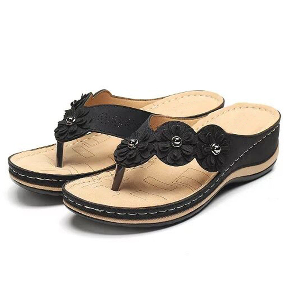 Vintage flower round toe casual women sandals