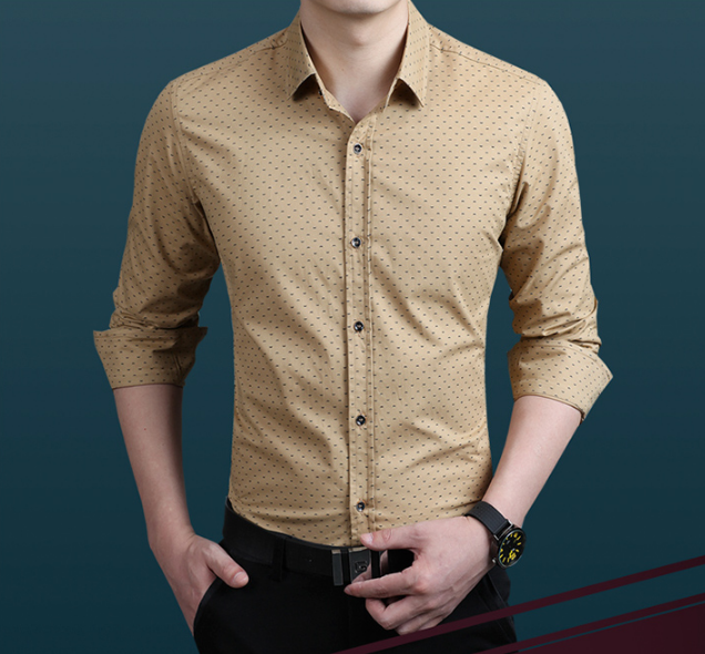C2C Long-Sleeves Polka Dot Printing Men's Shirt