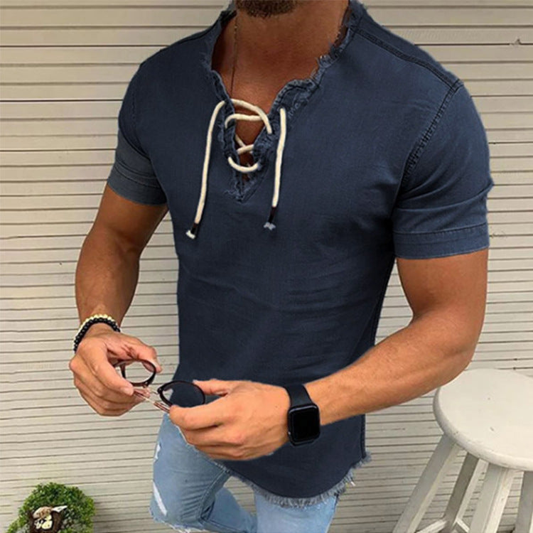 C2C Tassel Elastic Denim Men's Shirt