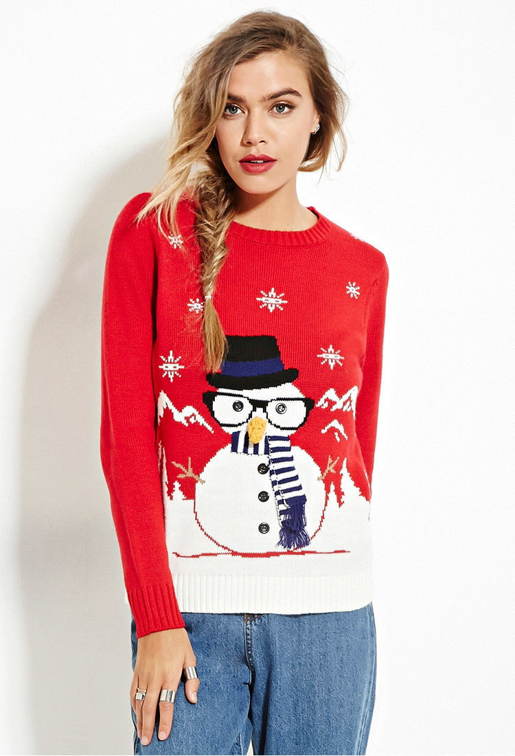 C2C Christmas Sweater Holiday Theme Long Sleeve Sweater