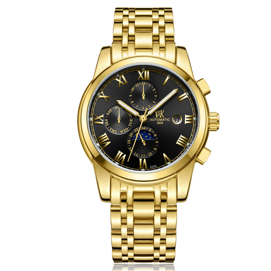 The new WSK Weisikai automatic mechanical watches Mens Genuine high-end business waterproof luminous Steel Watch