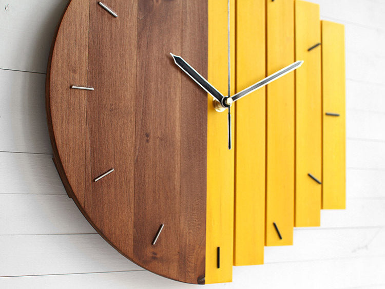 C2C Creative Nordic Wooden Style Wall Quartz Clock Home Decoration Gift
