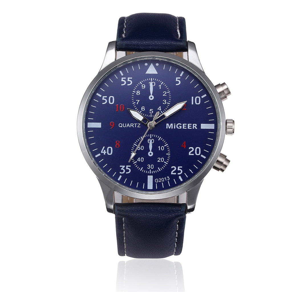 C2C Retro Leather Band Analog Alloy Quartz Wrist Men Watch
