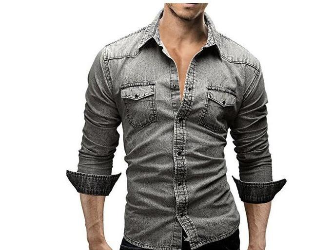 Men's Long Sleeve Shirt Casual Solid Slim Fit