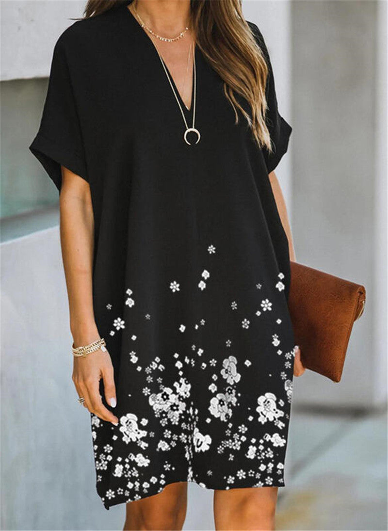 C2C Floral Short Sleeve Knee Length Casual Dress