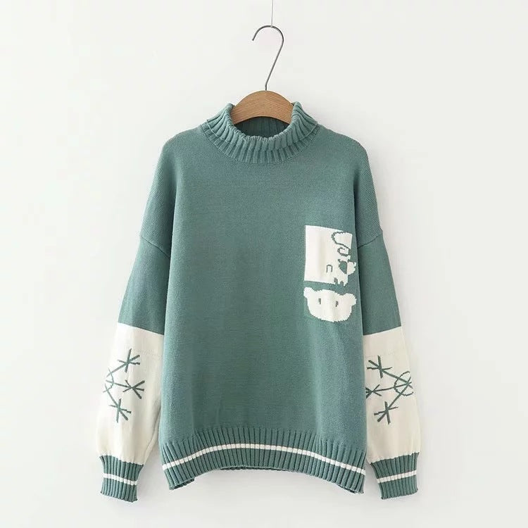 C2C High Collar Cotton Thickened Fresh & Sweet Ladies Sweater