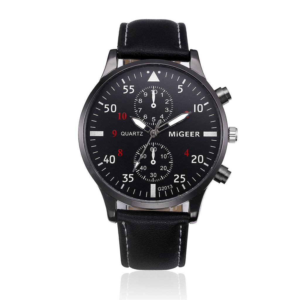 C2C Retro Leather Band Analog Alloy Quartz Wrist Men Watch