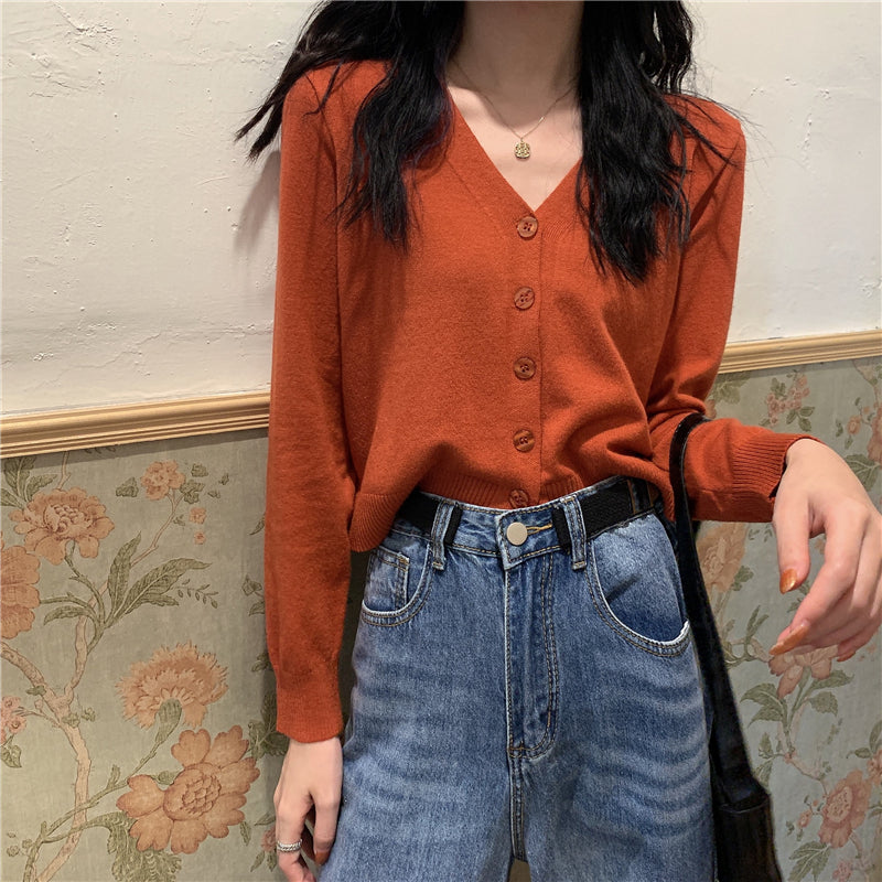 Thin long-sleeved knitted sweater cardigan jacket
