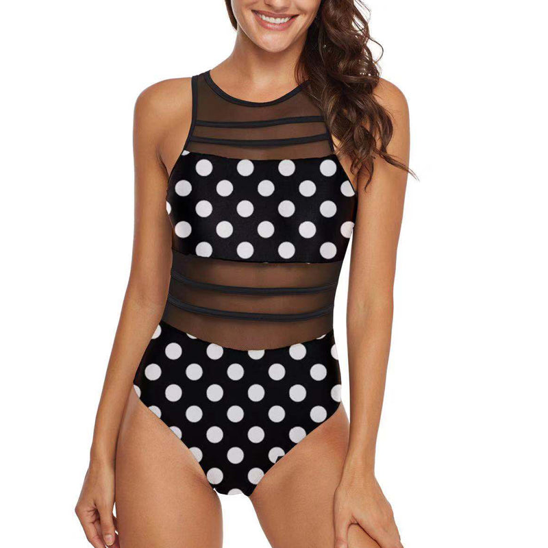 C2C Sexy Mesh Turtleneck Swimsuit