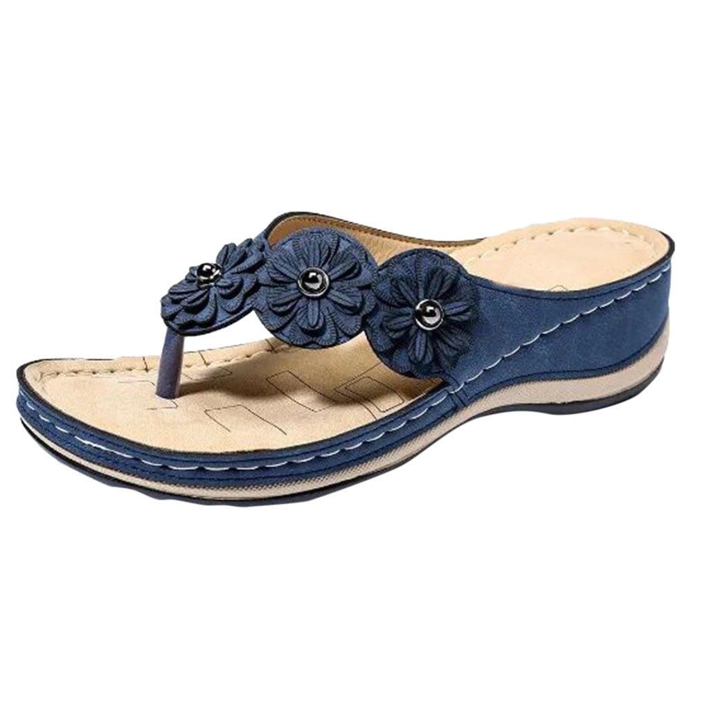 Vintage flower round toe casual women sandals