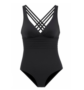 C2C Deep V backless cross pure pigmented swimsuit