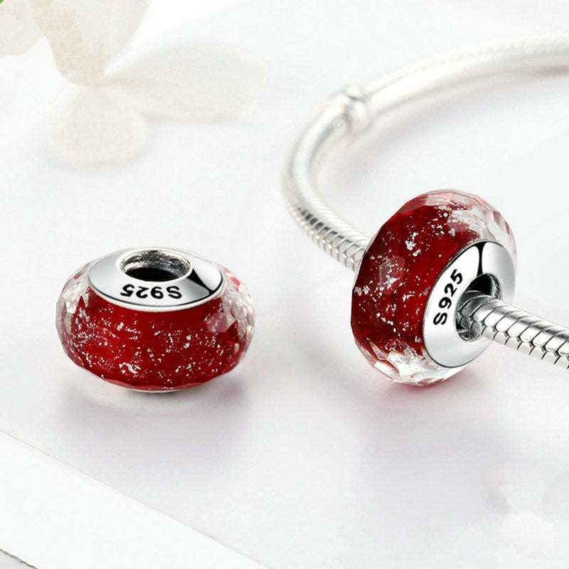 C2C S925 Sterling Silver Sparkle Cut Glass Beads Bracelet Beads
