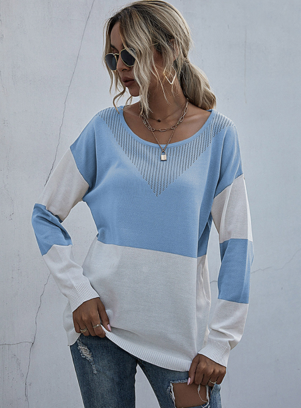 Solid Color Knitted Square Collar Loose Off-Shoulder Bottoming Sweater Women Long Sleeves