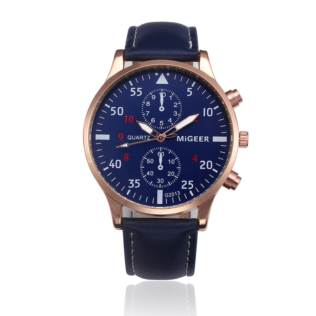 C2C Retro Leather Band Analog Alloy Quartz Wrist Men Watch