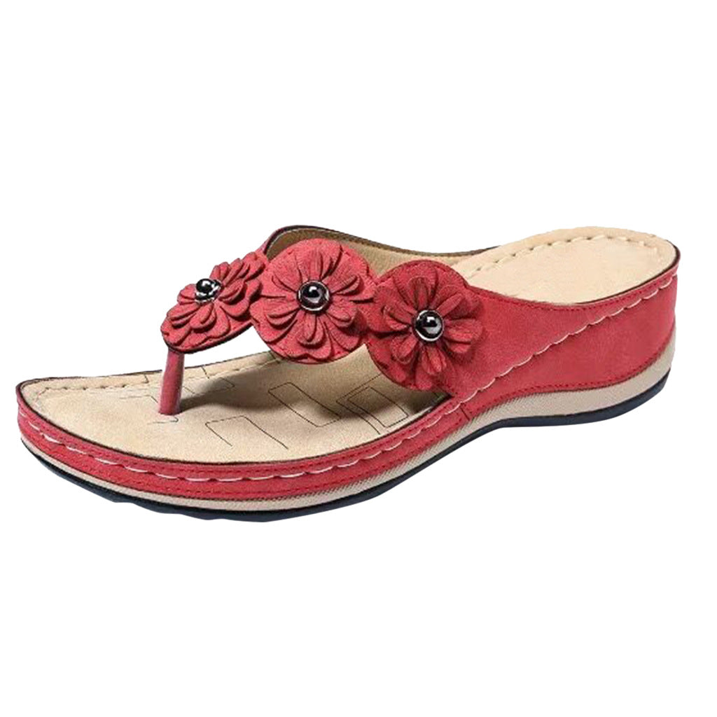 Vintage flower round toe casual women sandals