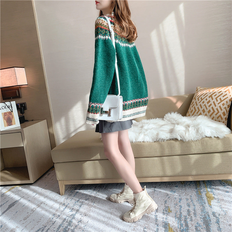 C2C Mall Vintage Round Neck Christmas Sweater