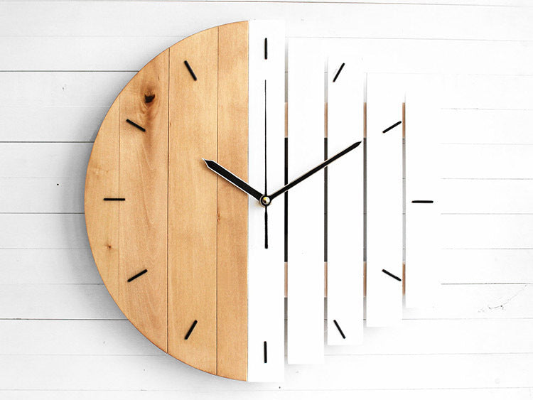 C2C Creative Nordic Wooden Style Wall Quartz Clock Home Decoration Gift