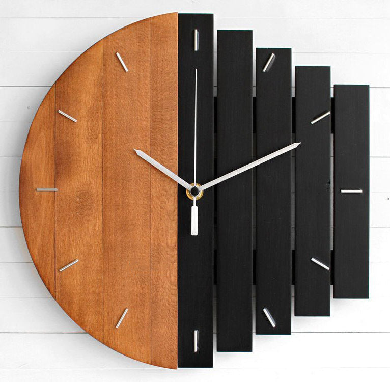 C2C Creative Nordic Wooden Style Wall Quartz Clock Home Decoration Gift