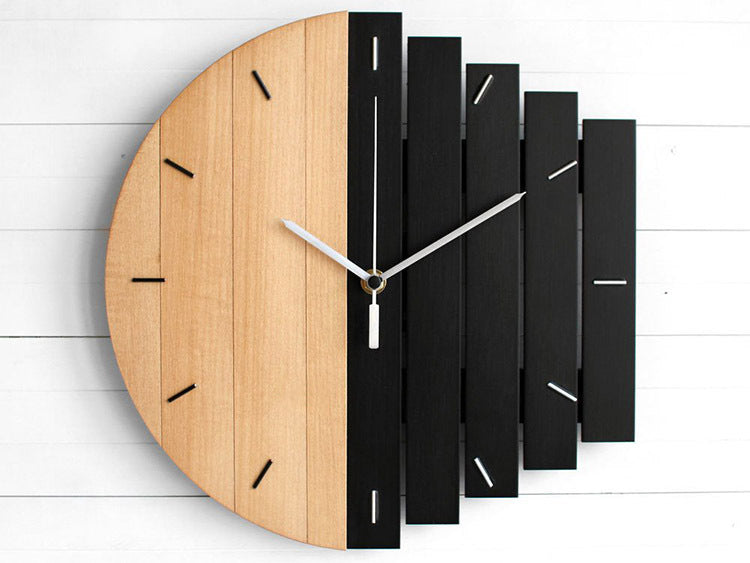 C2C Creative Nordic Wooden Style Wall Quartz Clock Home Decoration Gift