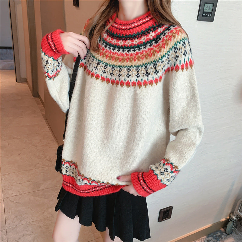 C2C Mall Vintage Round Neck Christmas Sweater