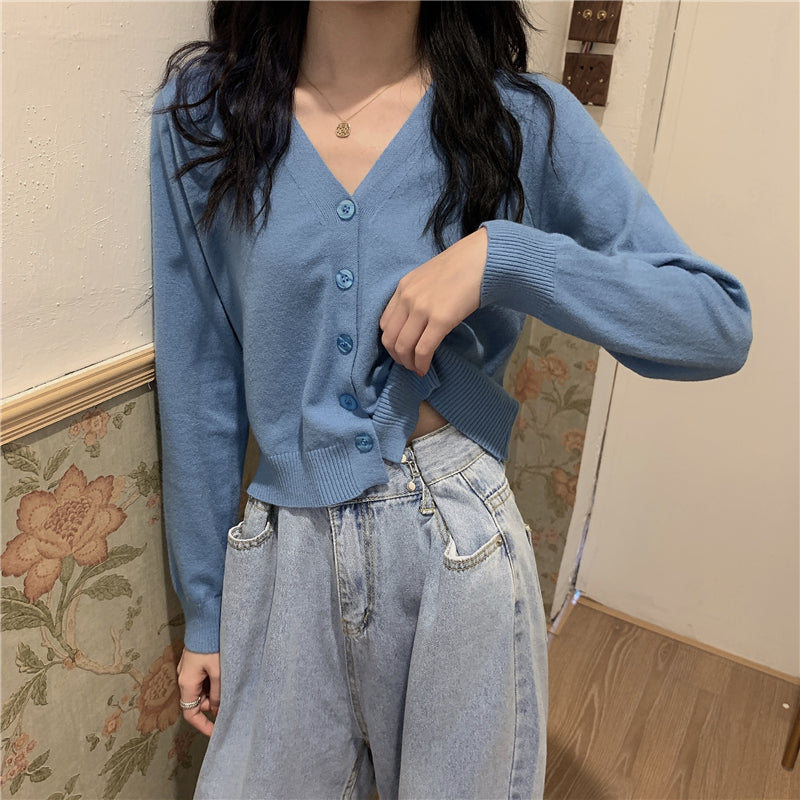 Thin long-sleeved knitted sweater cardigan jacket
