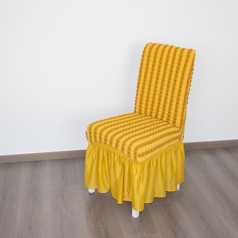 C2C Stretch Full-Inclusive Two-Color Seersucker Home Dining Chair Cover