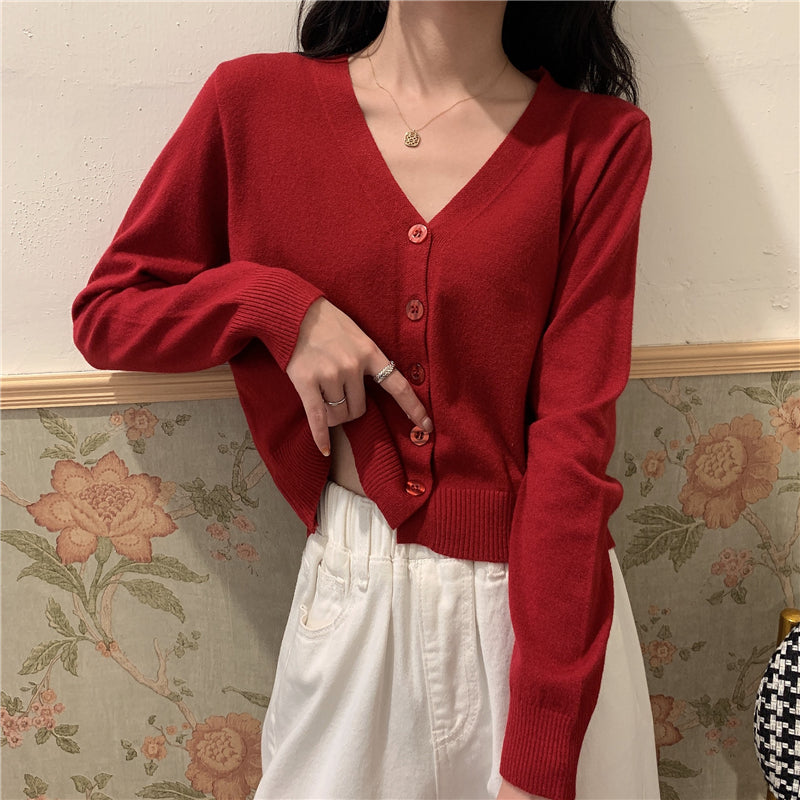 Thin long-sleeved knitted sweater cardigan jacket