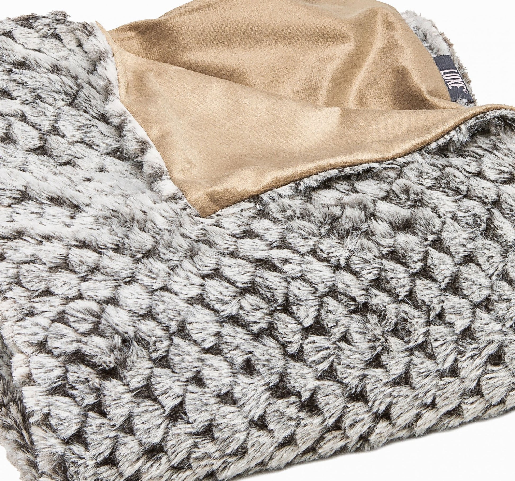 C2C Premier Luxury Cocoa and White Faux Fur Throw Blanket