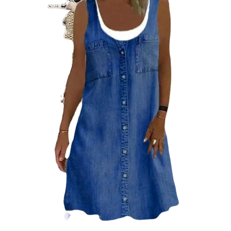 C2C Round Neck Halterneck Plus Size Casual Dress