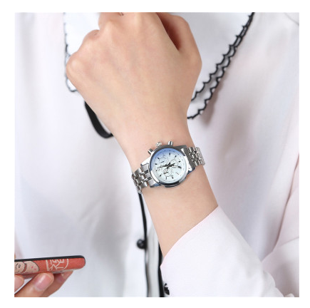 C2C Luxury Leather Blue Ray Glass Quartz Analog Watch