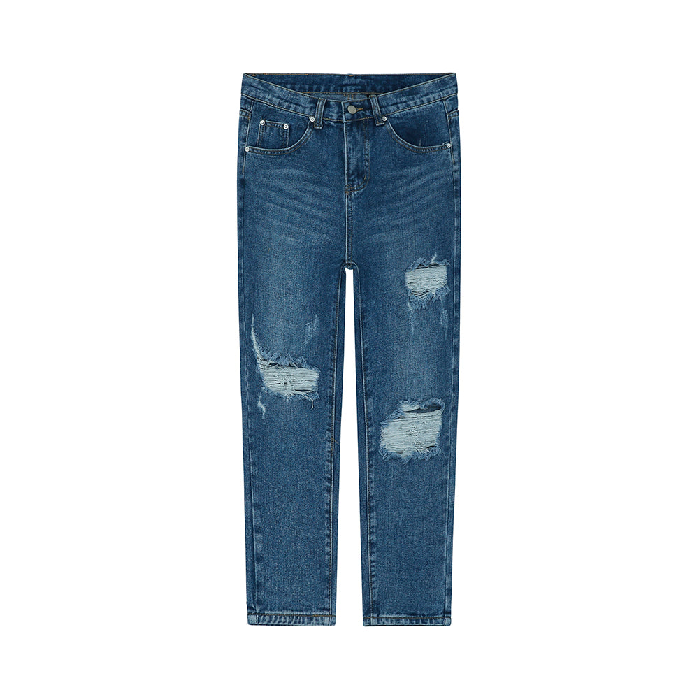 C2C Mid-Waist All-Match Cropped Trousers Jeans