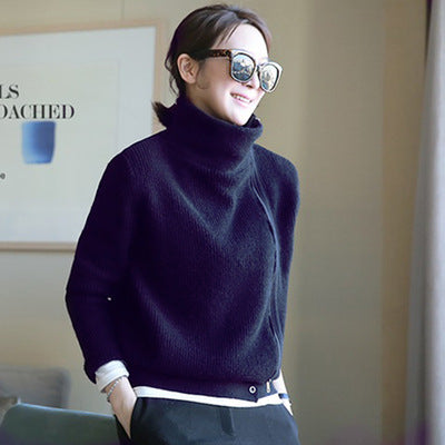 Women's cashmere high neck short knit sweater