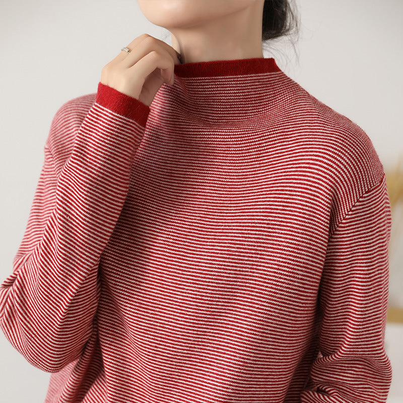 Half high neck loose sweater
