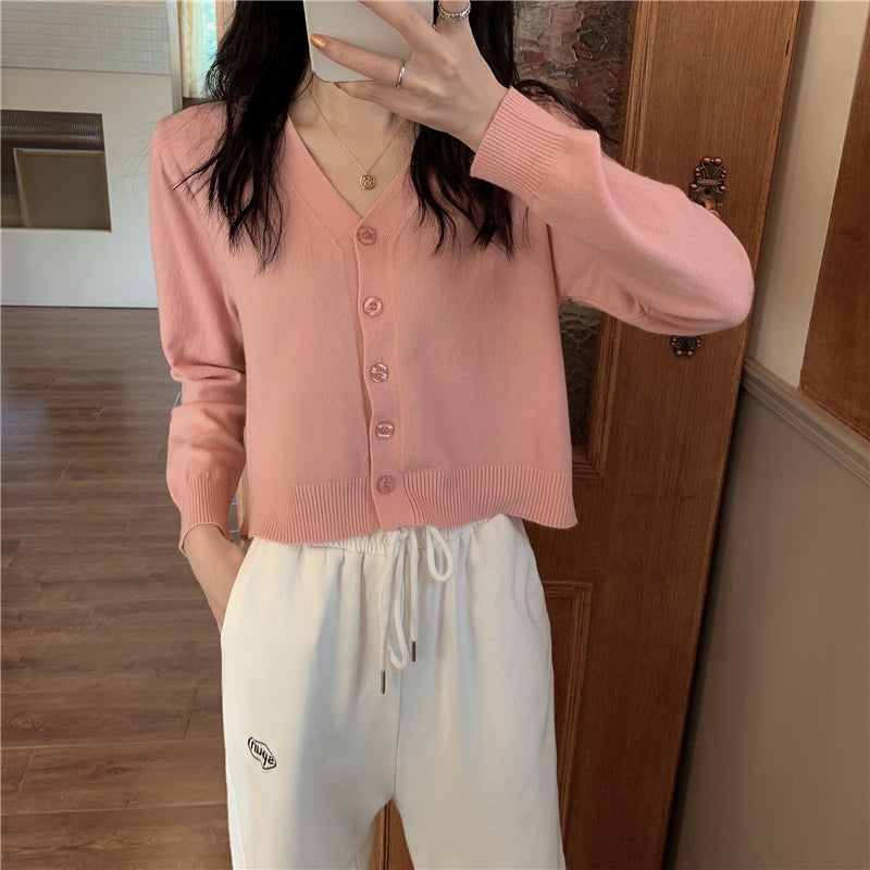 Thin long-sleeved knitted sweater cardigan jacket