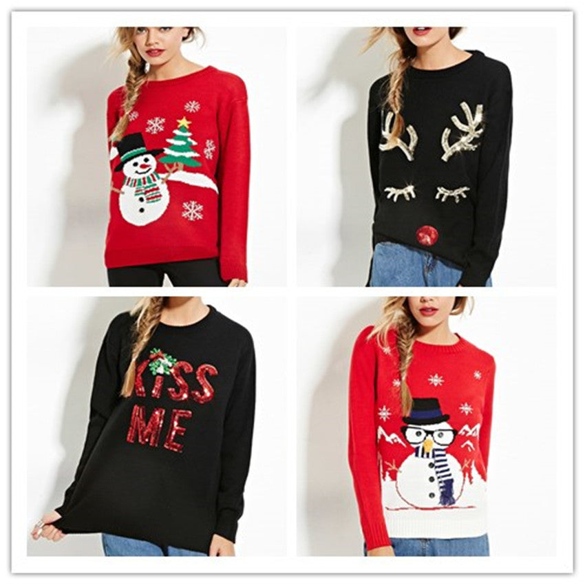 C2C Christmas Sweater Holiday Theme Long Sleeve Sweater
