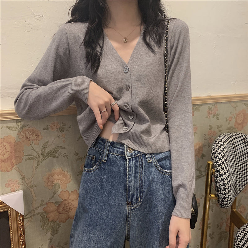 Thin long-sleeved knitted sweater cardigan jacket