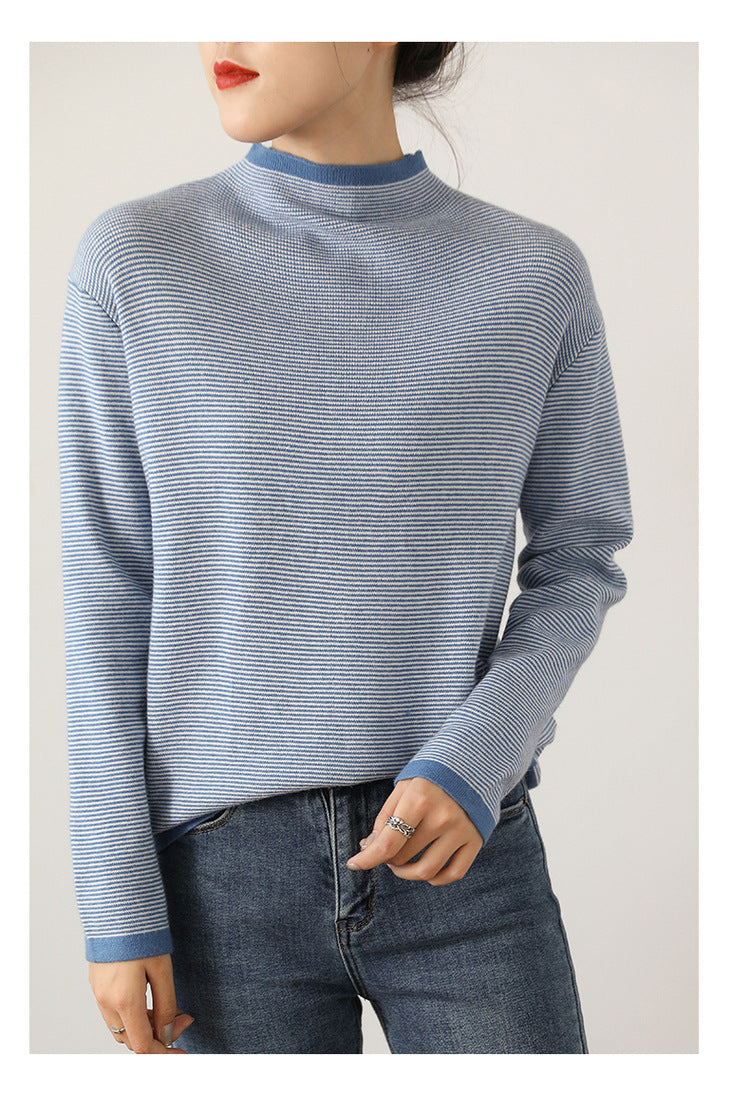 Half high neck loose sweater