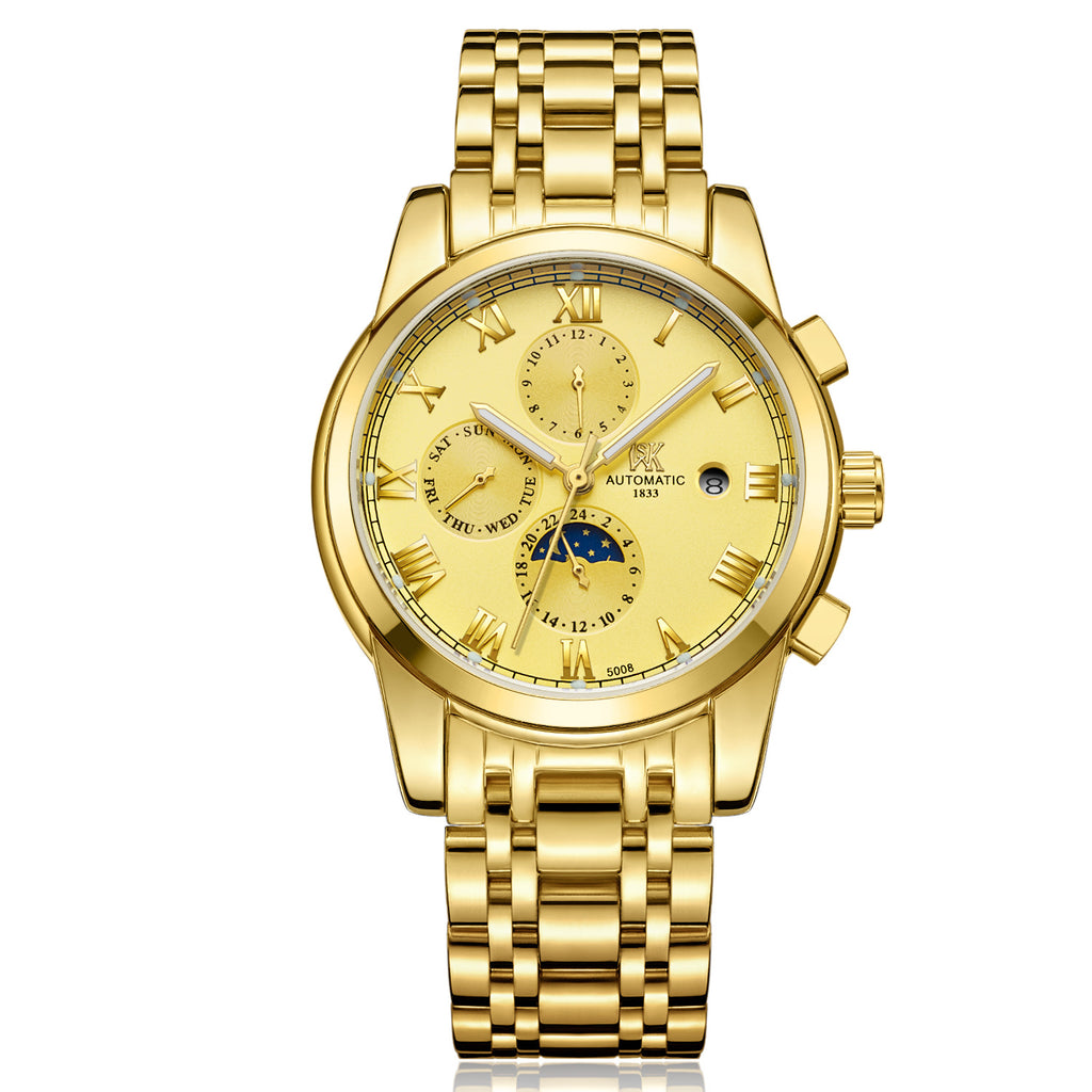 The new WSK Weisikai automatic mechanical watches Mens Genuine high-end business waterproof luminous Steel Watch