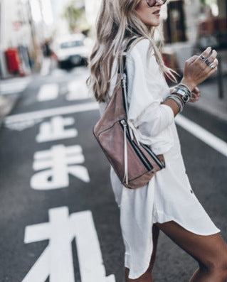 C2C Lapel Loose casual Long Sleeve Polyester Women Shirt