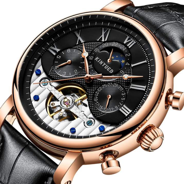 C2C Automatic & Mechanical Skeleton Moon Phase Mens Watch