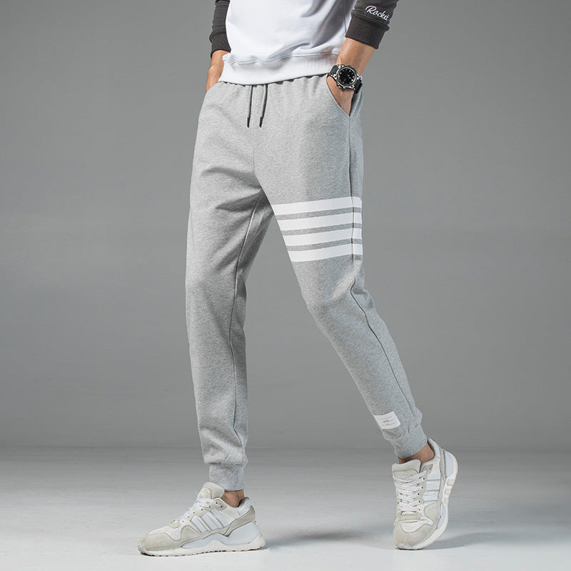 C2C Men's Ankle Feet Striped Sport Trouser Pants