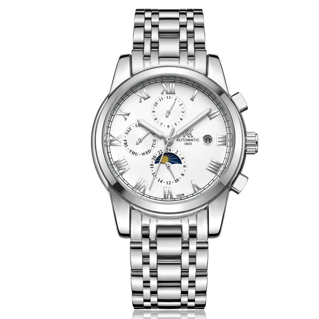 The new WSK Weisikai automatic mechanical watches Mens Genuine high-end business waterproof luminous Steel Watch