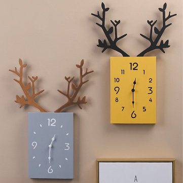 C2C Wooden Antler Roman Numerals Wall Clock