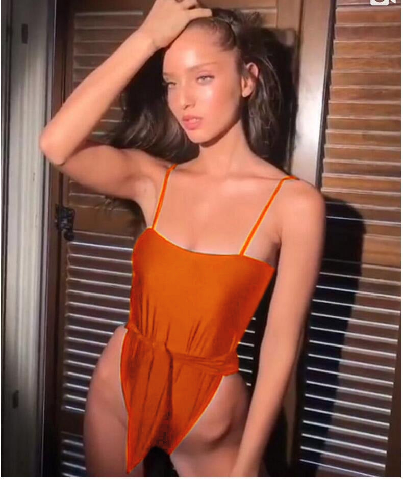 C2C Women One Piece Halter One Piece Push Up Swimsuit