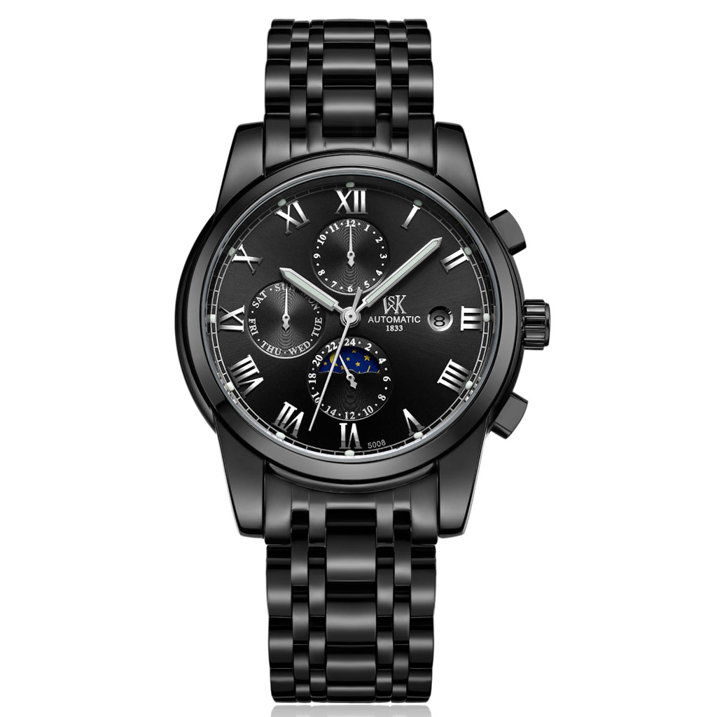 The new WSK Weisikai automatic mechanical watches Mens Genuine high-end business waterproof luminous Steel Watch