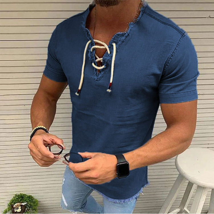 C2C Tassel Elastic Denim Men's Shirt