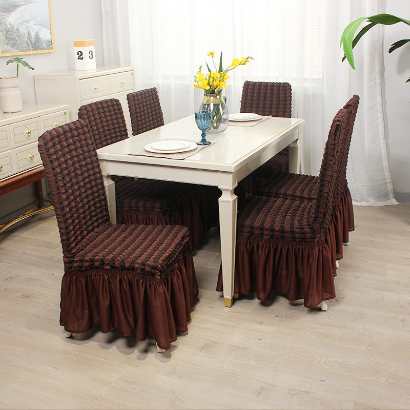 C2C Stretch Full-Inclusive Two-Color Seersucker Home Dining Chair Cover