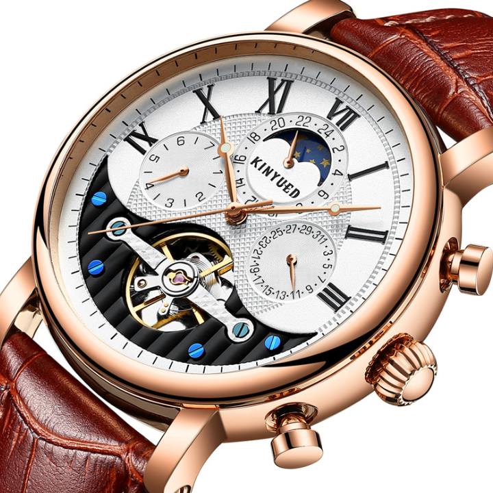 C2C Automatic & Mechanical Skeleton Moon Phase Mens Watch