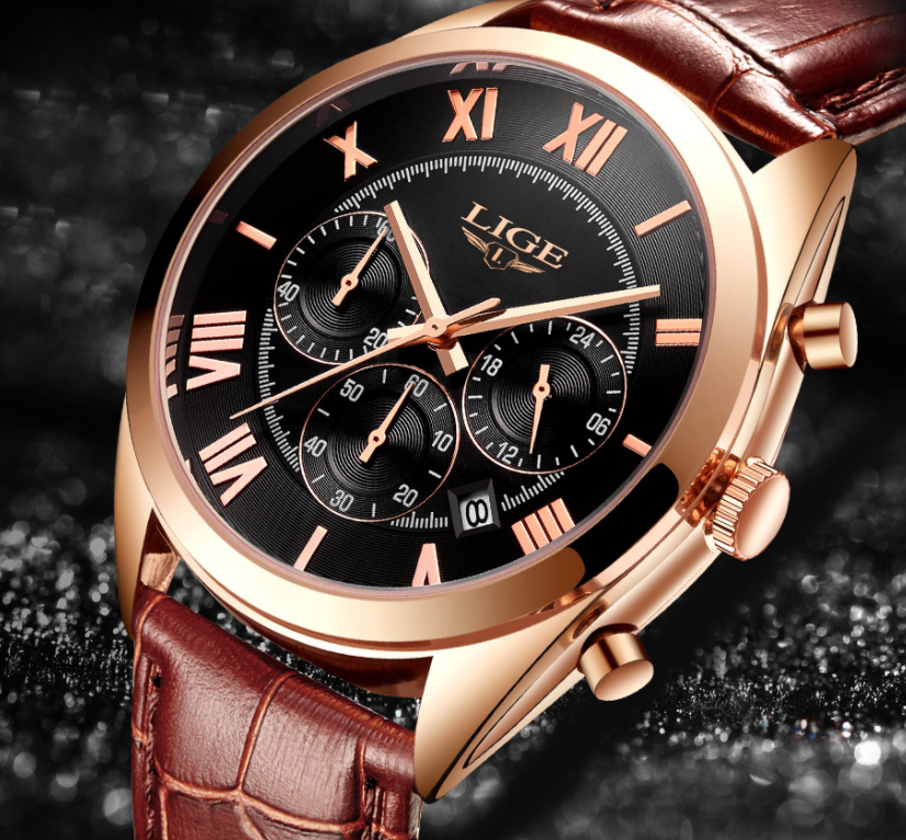 C2C Waterproof Date Quartz Leather Sport Mens Watch